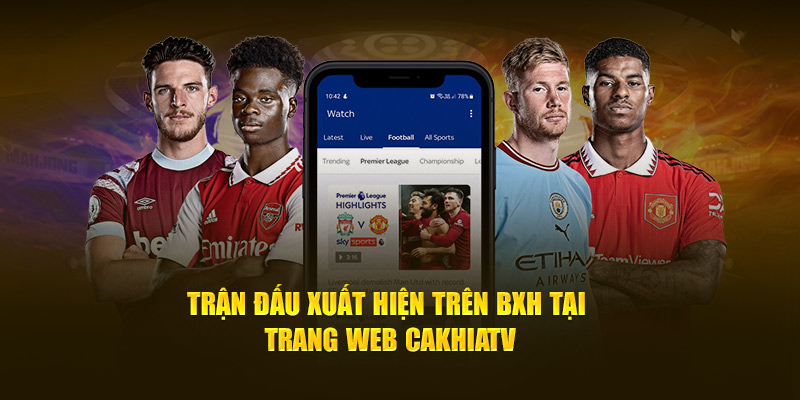 Trận đấu xuất hiện trên BXH tại trang web cakhiatv